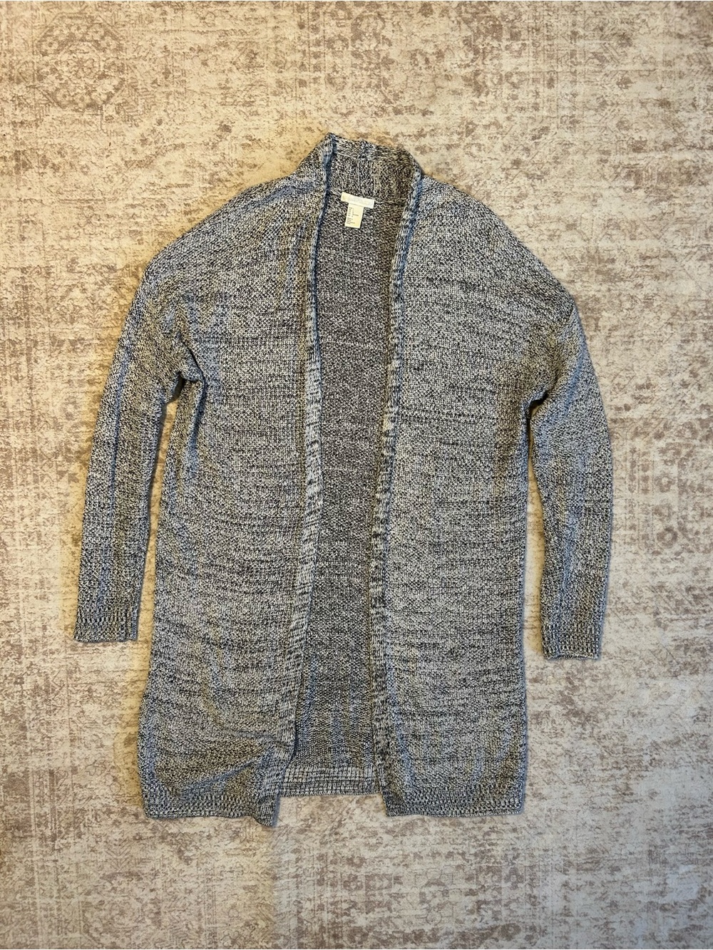 H&M Marled Gray Open-Front Knit Cardigan